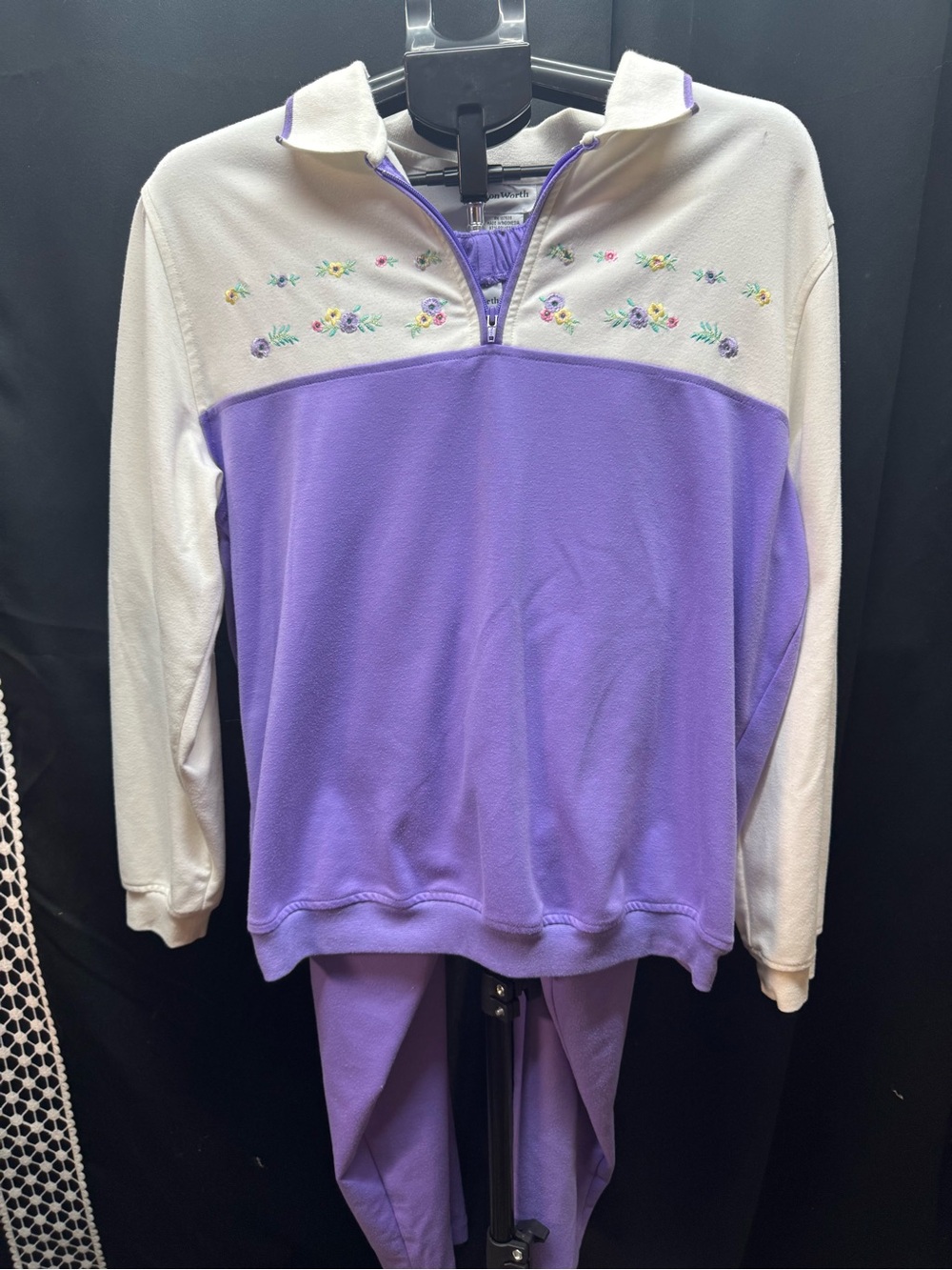 Cozy Lavender and Cream Half-Zip Sweatshirt and matching joggers